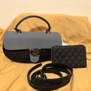 Elegant Black and Gray Women's Handbag